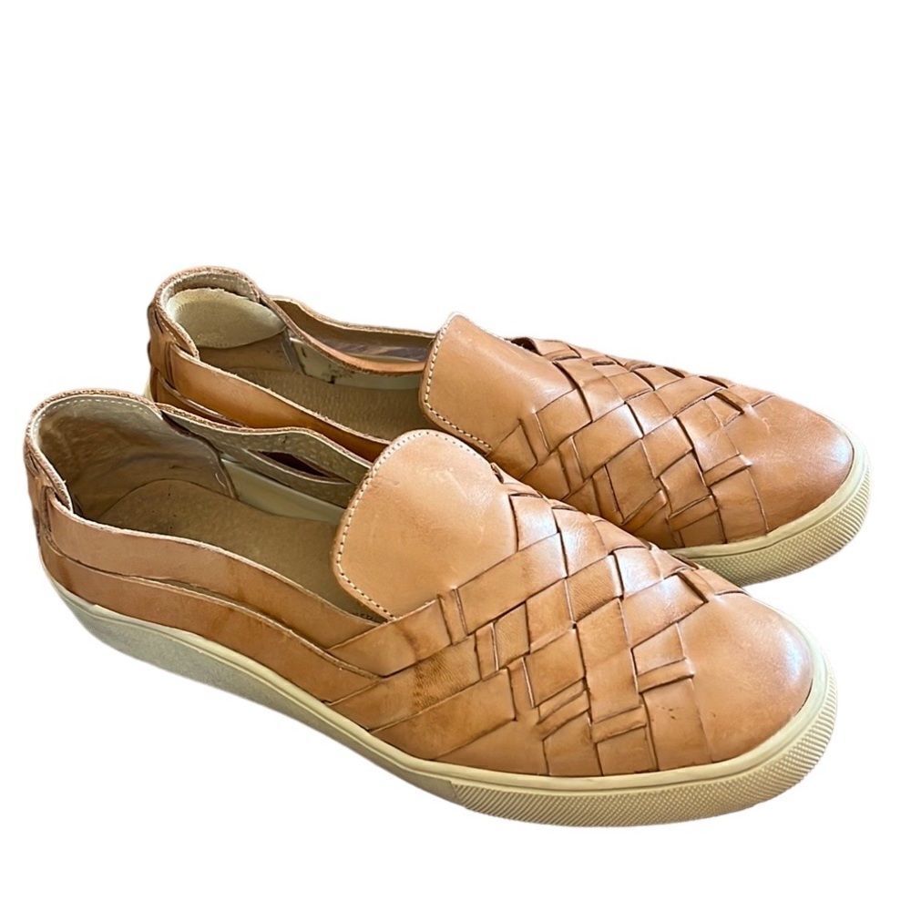 Red Hawk Leather Co Women’s Brown Woven Leather Slip On Loafers size 11